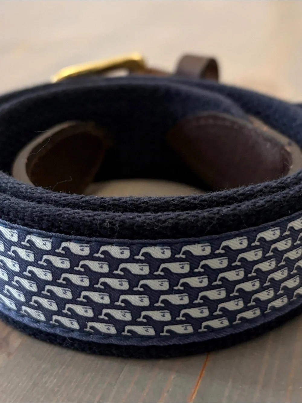 Vineyard Vines Navy and White Whale Pattern Belt